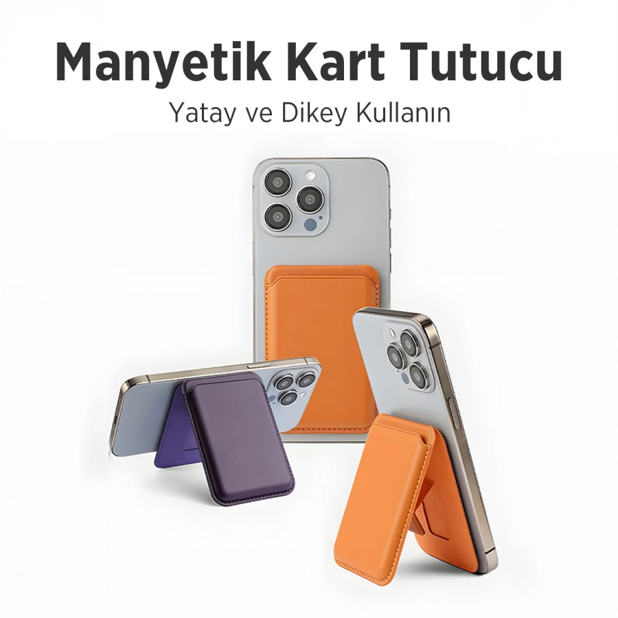 Bix TMW4 iPhone MagSafe Uyumlu Deri Cüzdan Manyetik Kartlık Standlı Katlanabilir Gold Kahverengi - 6