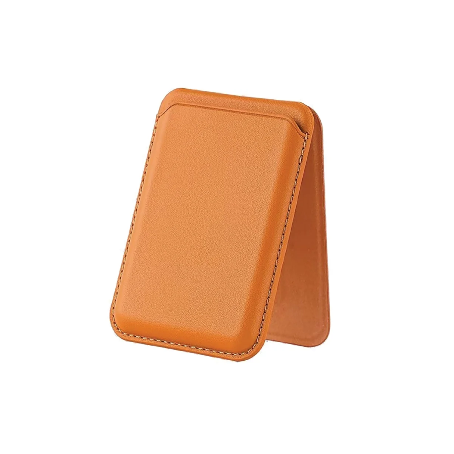 Bix TMW4 iPhone MagSafe Uyumlu Deri Cüzdan Manyetik Kartlık Standlı Katlanabilir Gold Kahverengi - 1