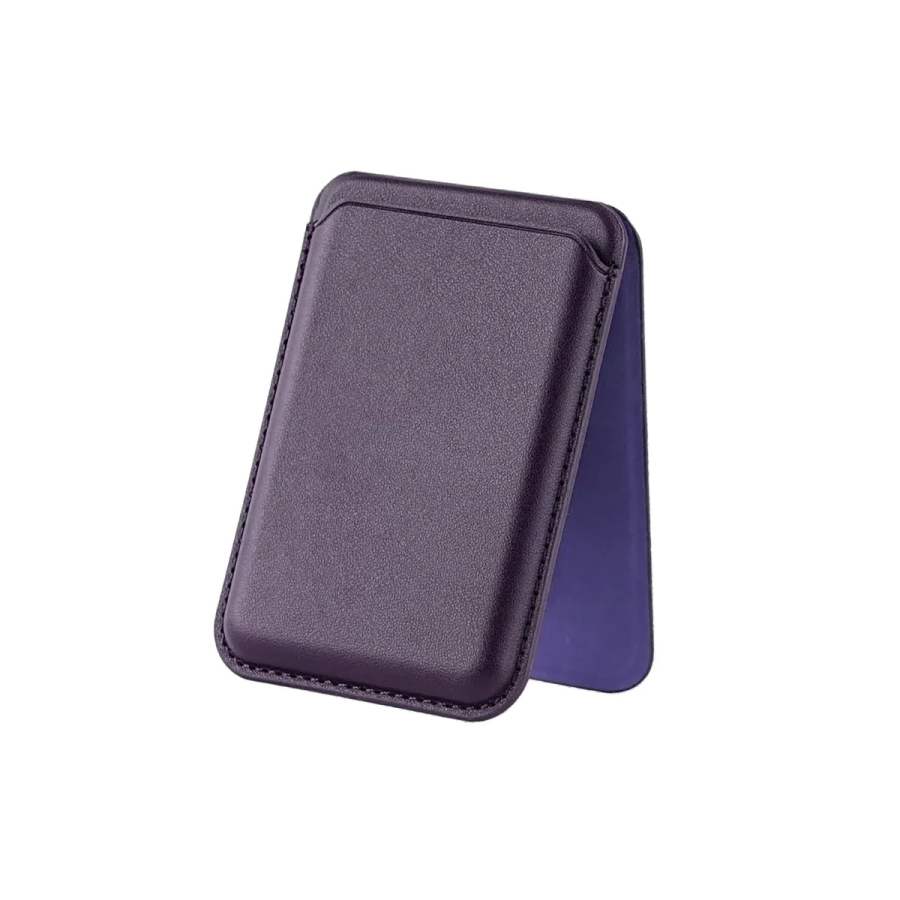 Bix TMW4 iPhone MagSafe Uyumlu Deri Cüzdan Manyetik Kartlık Standlı Katlanabilir Kiraz Moru - 1