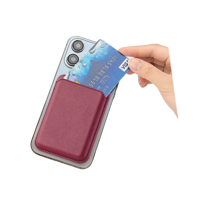 Bix TMW4 iPhone MagSafe Uyumlu Deri Cüzdan Manyetik Kartlık Standlı Katlanabilir Şarap Kırmızısı - 2