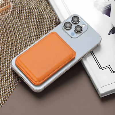 Bix TMW4 iPhone MagSafe Uyumlu Deri Cüzdan Manyetik Kartlık Standlı Katlanabilir Taro Moru - 5