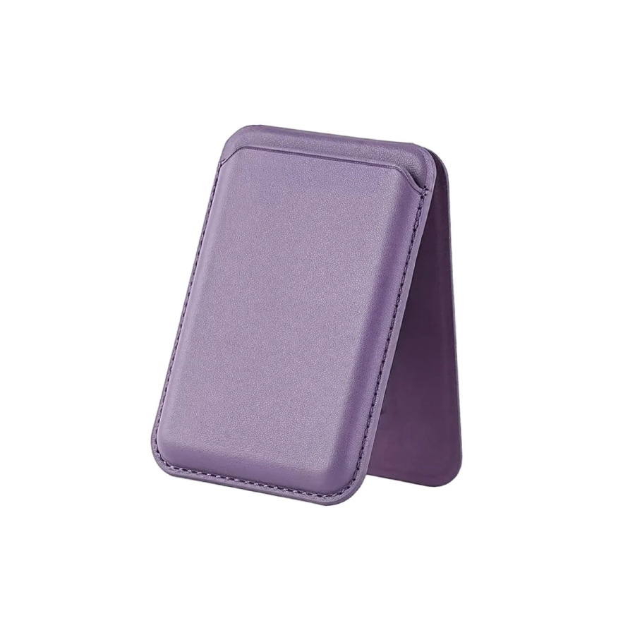 Bix TMW4 iPhone MagSafe Uyumlu Deri Cüzdan Manyetik Kartlık Standlı Katlanabilir Taro Moru - 1