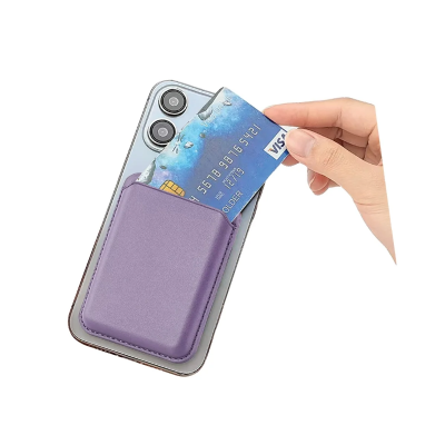 Bix TMW4 iPhone MagSafe Uyumlu Deri Cüzdan Manyetik Kartlık Standlı Katlanabilir Taro Moru - 2