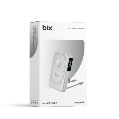 Bix TPB16 10000 mAh OLED Ekranlı Manyetik Kablosuz Powerbank 20W PD Hızlı Şarj ve 15W MagSafe Beyaz - 6