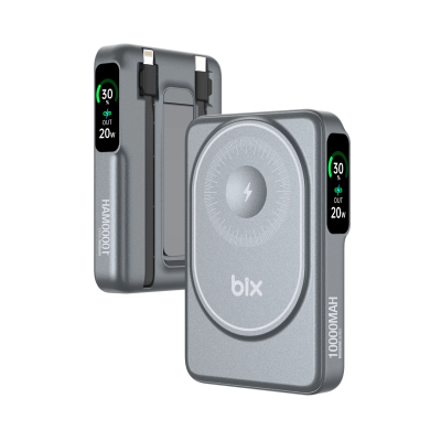 Bix TPB16 10000 mAh OLED Ekranlı Manyetik Kablosuz Powerbank 20W PD Hızlı Şarj ve 15W MagSafe Gri - 2