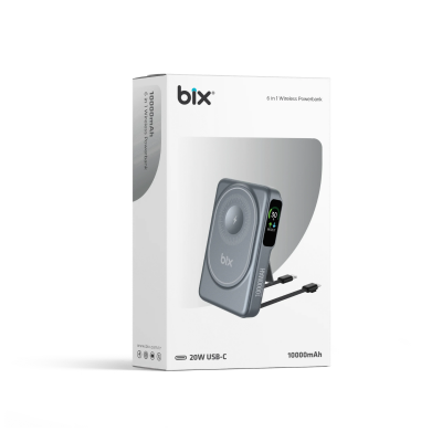 Bix TPB16 10000 mAh OLED Ekranlı Manyetik Kablosuz Powerbank 20W PD Hızlı Şarj ve 15W MagSafe Gri - 7