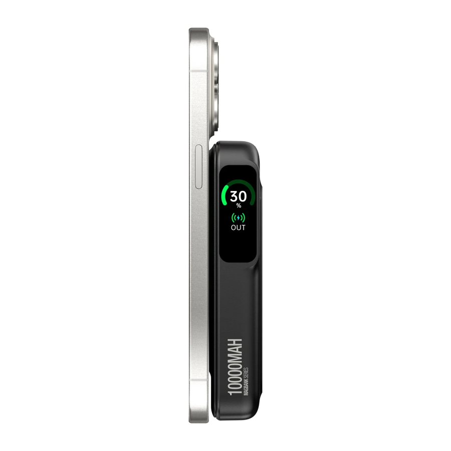 Bix TPB16 10000 mAh OLED Ekranlı Manyetik Kablosuz Powerbank 20W PD Hızlı Şarj ve 15W MagSafe Siyah - 3