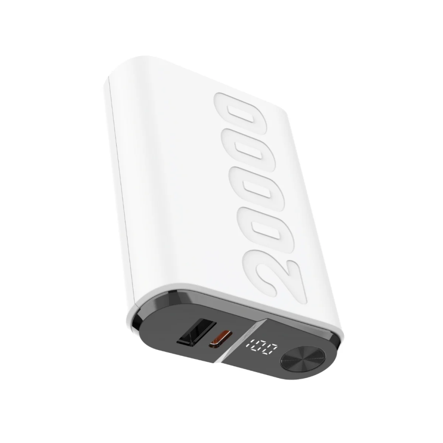 Bix TPB24 20000mAh PD 20W USB-C USB-A QC 3.0 22.5W Süper Hızlı Şarj Destekli Dijital Ekranlı Mini Powerbank Beyaz - 2