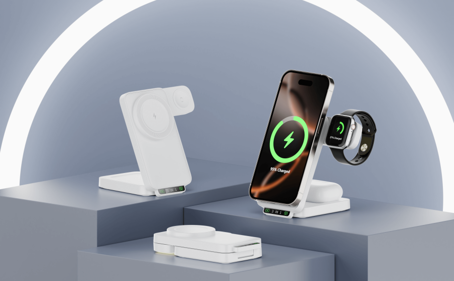 Bix TPS01 3’ü 1 15W Kablosuz Şarj Cihazı Telefon TWS Kulaklık Akıllı Saat Gece Işıklı Çok Fonksiyonlu Beyaz - 4