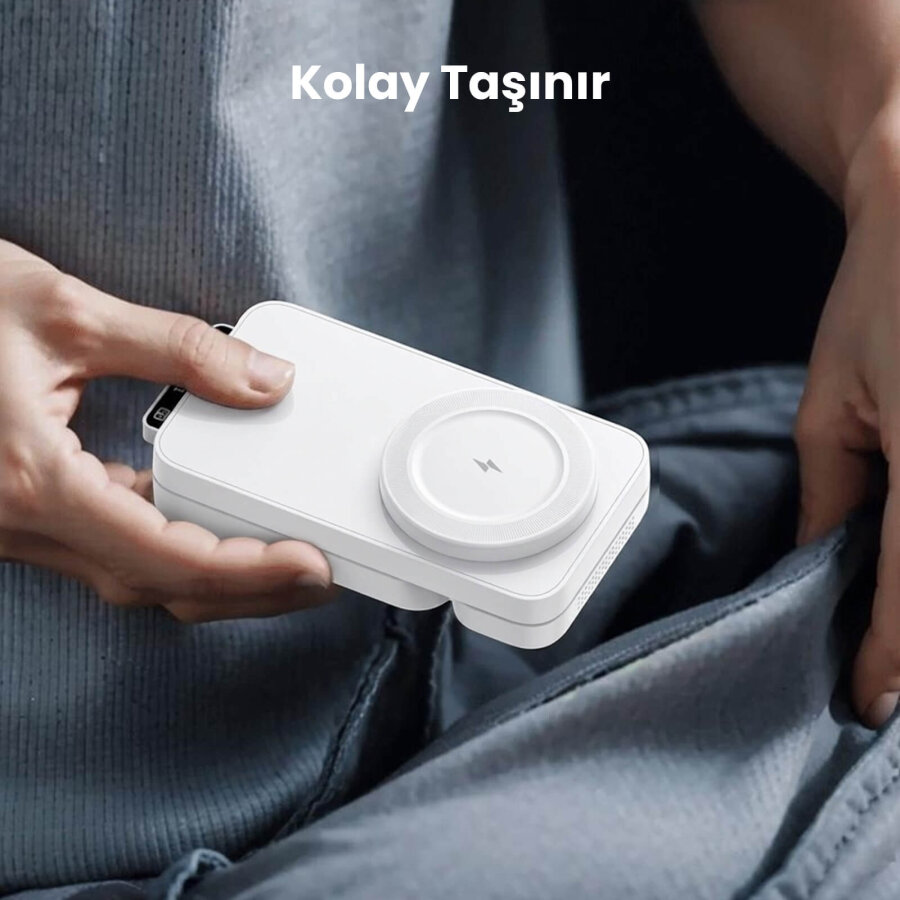 Bix TPS01 3’ü 1 15W Kablosuz Şarj Cihazı Telefon TWS Kulaklık Akıllı Saat Gece Işıklı Çok Fonksiyonlu Beyaz - 7