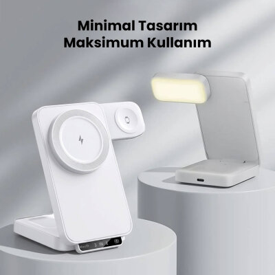 Bix TPS01 3’ü 1 15W Kablosuz Şarj Cihazı Telefon TWS Kulaklık Akıllı Saat Gece Işıklı Çok Fonksiyonlu Siyah - 7