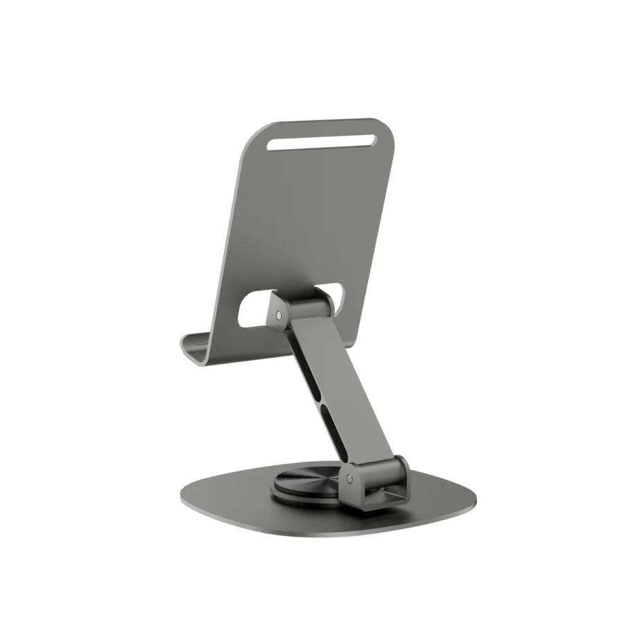 Bix TS01 Katlanabilir 360° Çok Açılı Yükseklik Ayarlı Metal Masaüstü Tablet iPad ve Telefon Standı Gri - 2