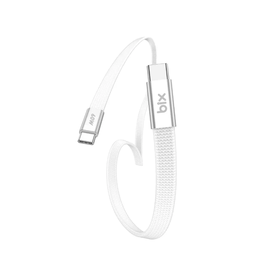 Bix TSC2CC Type-C to Type-C 3A 60W 480Mbps Örgülü ve Şeffaf Silikonlu Hızlı Şarj ve Data Kablosu 1 Metre Beyaz - 1