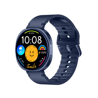 Bix TSW3 42mm Ultra İnce 1.32 inç AMOLED Ekran Bluetooth Aramalı Metal Çerçeve Nabız SpO2 Ölçer Akıllı Saat Koyu Mavi
