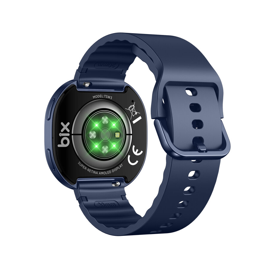 Bix TSW3 42mm Ultra İnce 1.32 inç AMOLED Ekran Bluetooth Aramalı Metal Çerçeve Nabız SpO2 Ölçer Akıllı Saat Koyu Mavi - 2