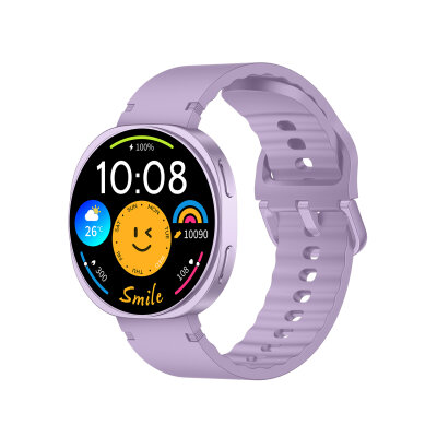 Bix TSW3 42mm Ultra İnce 1.32 inç AMOLED Ekran Bluetooth Aramalı Metal Çerçeve Nabız SpO2 Ölçer Akıllı Saat Mor