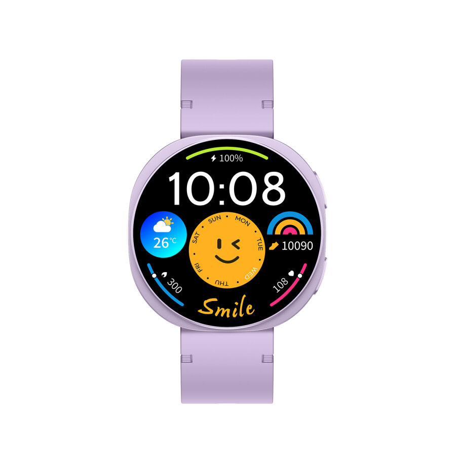 Bix TSW3 42mm Ultra İnce 1.32 inç AMOLED Ekran Bluetooth Aramalı Metal Çerçeve Nabız SpO2 Ölçer Akıllı Saat Mor - 2
