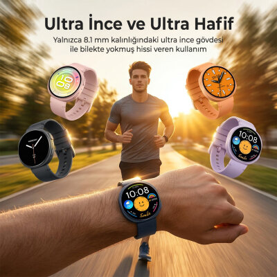 Bix TSW3 42mm Ultra İnce 1.32 inç AMOLED Ekran Bluetooth Aramalı Metal Çerçeve Nabız SpO2 Ölçer Akıllı Saat Mor - 4