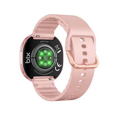 Bix TSW3 42mm Ultra İnce 1.32 inç AMOLED Ekran Bluetooth Aramalı Metal Çerçeve Nabız SpO2 Ölçer Akıllı Saat Pembe - 2