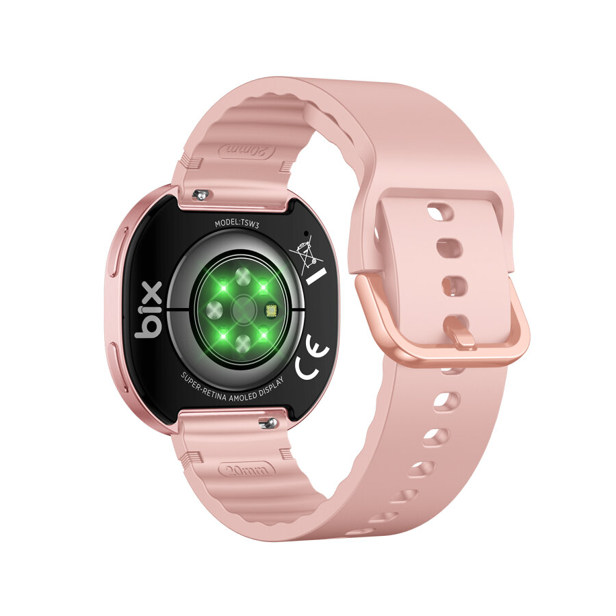 Bix TSW3 42mm Ultra İnce 1.32 inç AMOLED Ekran Bluetooth Aramalı Metal Çerçeve Nabız SpO2 Ölçer Akıllı Saat Pembe - 2