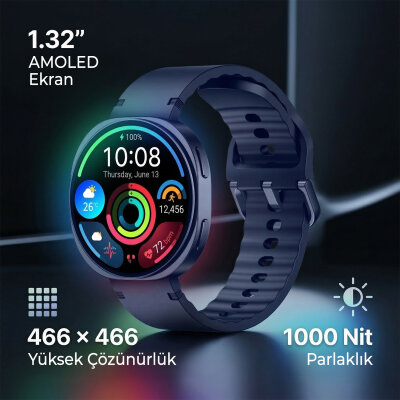 Bix TSW3 42mm Ultra İnce 1.32 inç AMOLED Ekran Bluetooth Aramalı Metal Çerçeve Nabız SpO2 Ölçer Akıllı Saat Pembe - 3