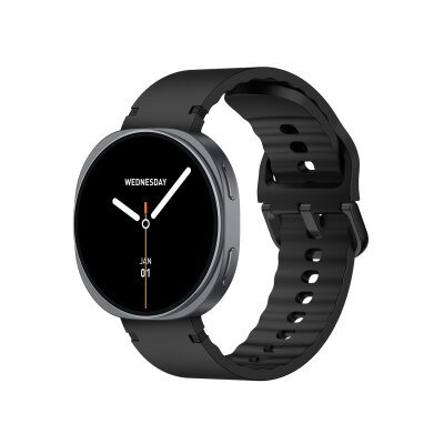 Bix TSW3 42mm Ultra İnce 1.32 inç AMOLED Ekran Bluetooth Aramalı Metal Çerçeve Nabız SpO2 Ölçer Akıllı Saat Siyah