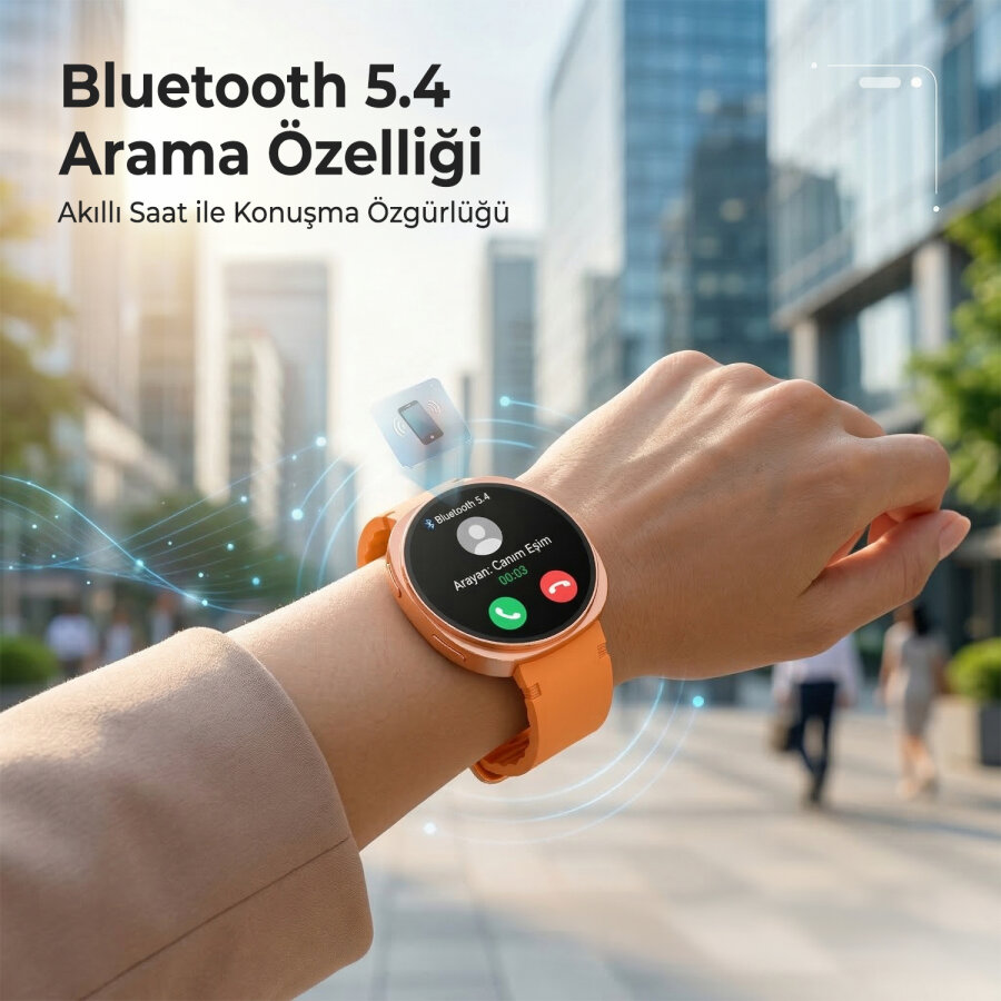 Bix TSW3 42mm Ultra İnce 1.32 inç AMOLED Ekran Bluetooth Aramalı Metal Çerçeve Nabız SpO2 Ölçer Akıllı Saat Siyah - 6