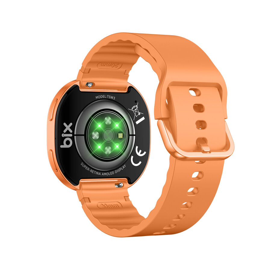 Bix TSW3 42mm Ultra İnce 1.32 inç AMOLED Ekran Bluetooth Aramalı Metal Çerçeve Nabız SpO2 Ölçer Akıllı Saat Turuncu - 2
