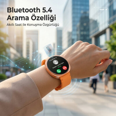 Bix TSW3 42mm Ultra İnce 1.32 inç AMOLED Ekran Bluetooth Aramalı Metal Çerçeve Nabız SpO2 Ölçer Akıllı Saat Turuncu - 6