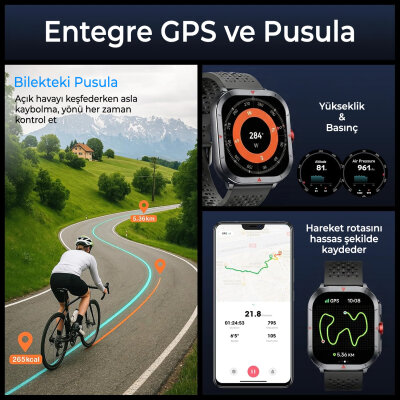 Bix TSW5 53mm 2.01 inç Super Retina AMOLED GPS AI Yapay Zeka Bluetooth Aramalı Nabız SpO2 Ölçer Akıllı Saat - 5