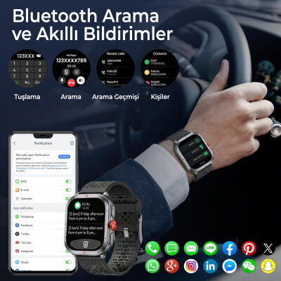 Bix TSW5 53mm 2.01 inç Super Retina AMOLED GPS AI Yapay Zeka Bluetooth Aramalı Nabız SpO2 Ölçer Akıllı Saat - 9