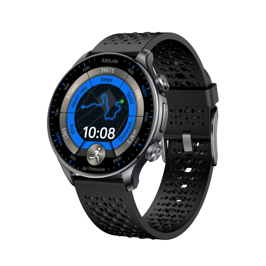 Bix TSW6 48mm 1.6 inç Super Retina AMOLED GPS AI Yapay Zeka Bluetooth Aramalı Nabız SpO2 Ölçer Akıllı Saat Siyah - 1