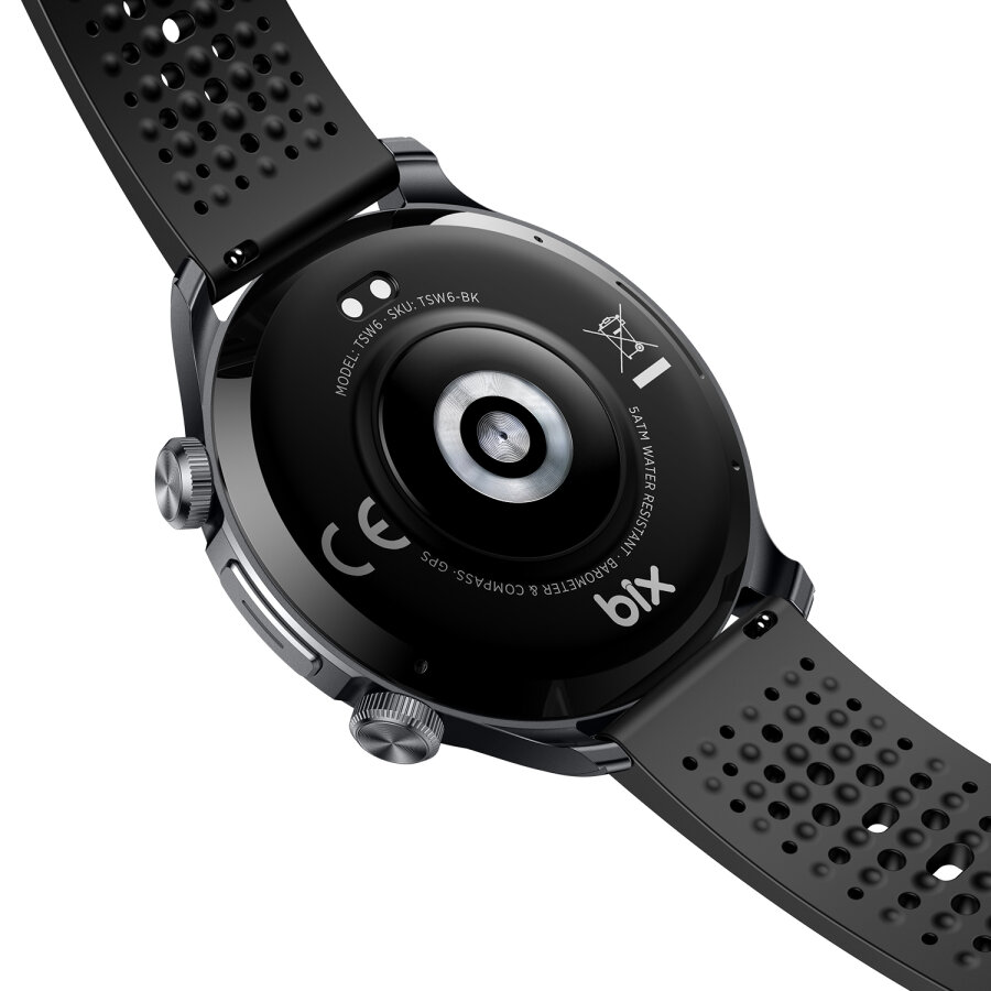 Bix TSW6 48mm 1.6 inç Super Retina AMOLED GPS AI Yapay Zeka Bluetooth Aramalı Nabız SpO2 Ölçer Akıllı Saat Siyah - 4