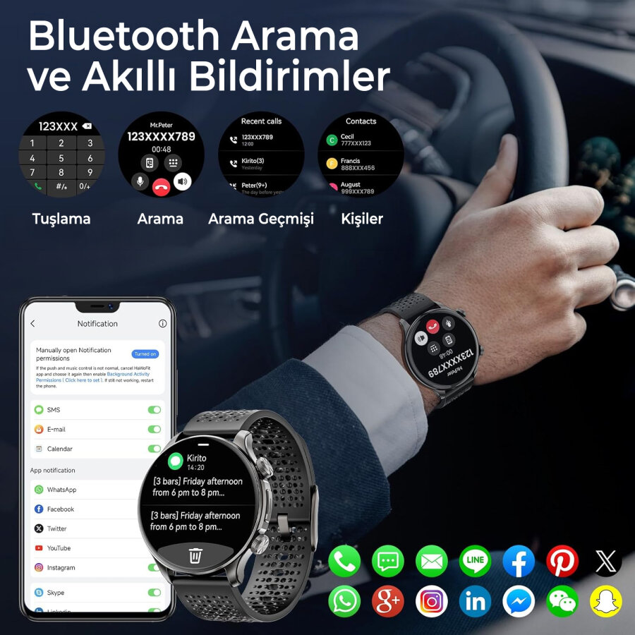 Bix TSW6 48mm 1.6 inç Super Retina AMOLED GPS AI Yapay Zeka Bluetooth Aramalı Nabız SpO2 Ölçer Akıllı Saat Siyah - 11