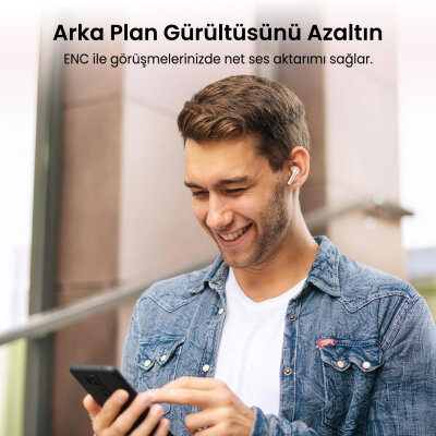 Bix TW11 Bluetooth 5.4 Kablosuz Kulak İçi Kulaklık Çift Mikrofon ENC Gürültü Engelleme Beyaz - 4