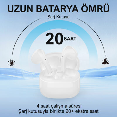 Bix TW5 Soundcraft Bluetooth 5.3 Çift Mikrofonlu TWS Kablosuz Kulak içi Kulaklık Beyaz - 3