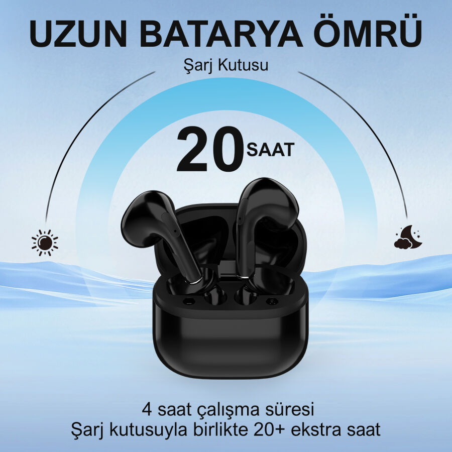 Bix TW5 Soundcraft Bluetooth 5.3 Çift Mikrofonlu TWS Kablosuz Kulak içi Kulaklık Siyah - 4