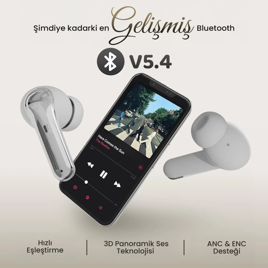 Bix TWX Soundcraft TWS Bluetooth 5.4 Kulak İçi Kulaklık Beyaz ANC ENC Gürültü Engelleme Dijital LED Ekranlı Beyaz - 8