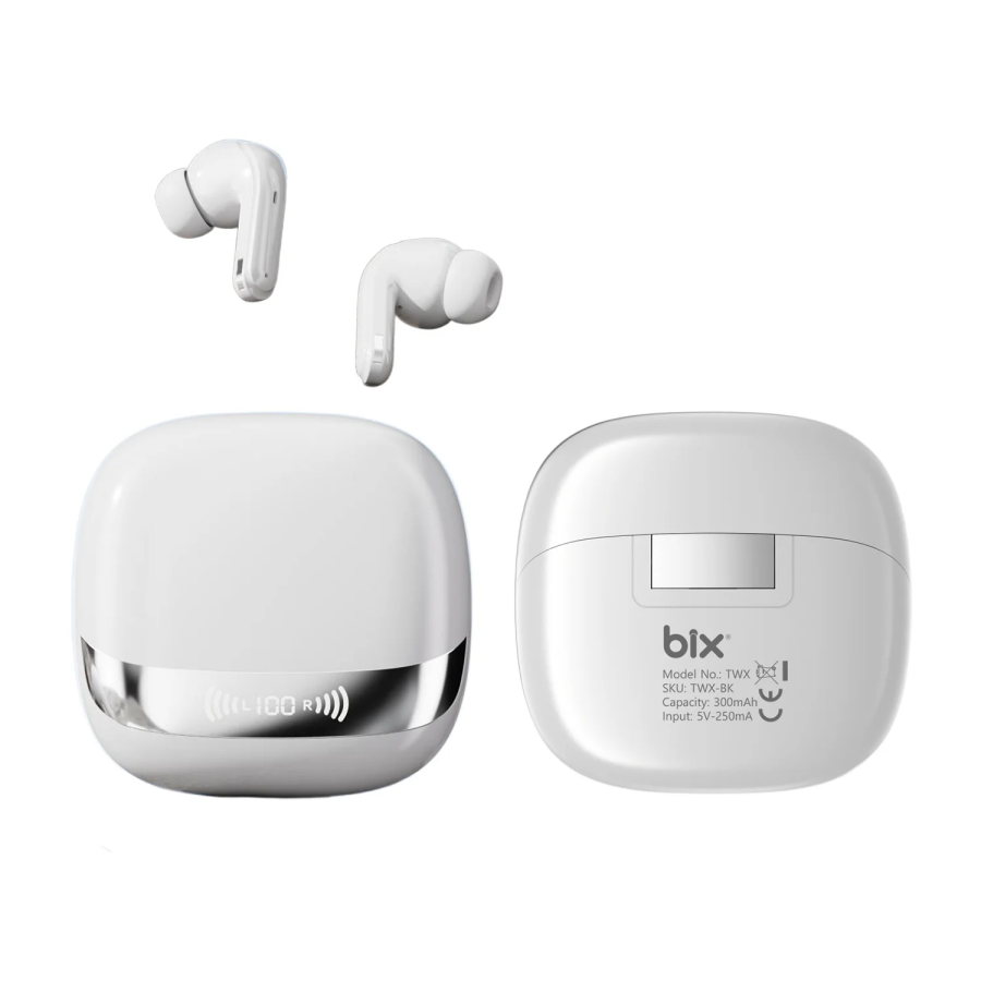 Bix TWX Soundcraft TWS Bluetooth 5.4 Kulak İçi Kulaklık Beyaz ANC ENC Gürültü Engelleme Dijital LED Ekranlı Beyaz - 2