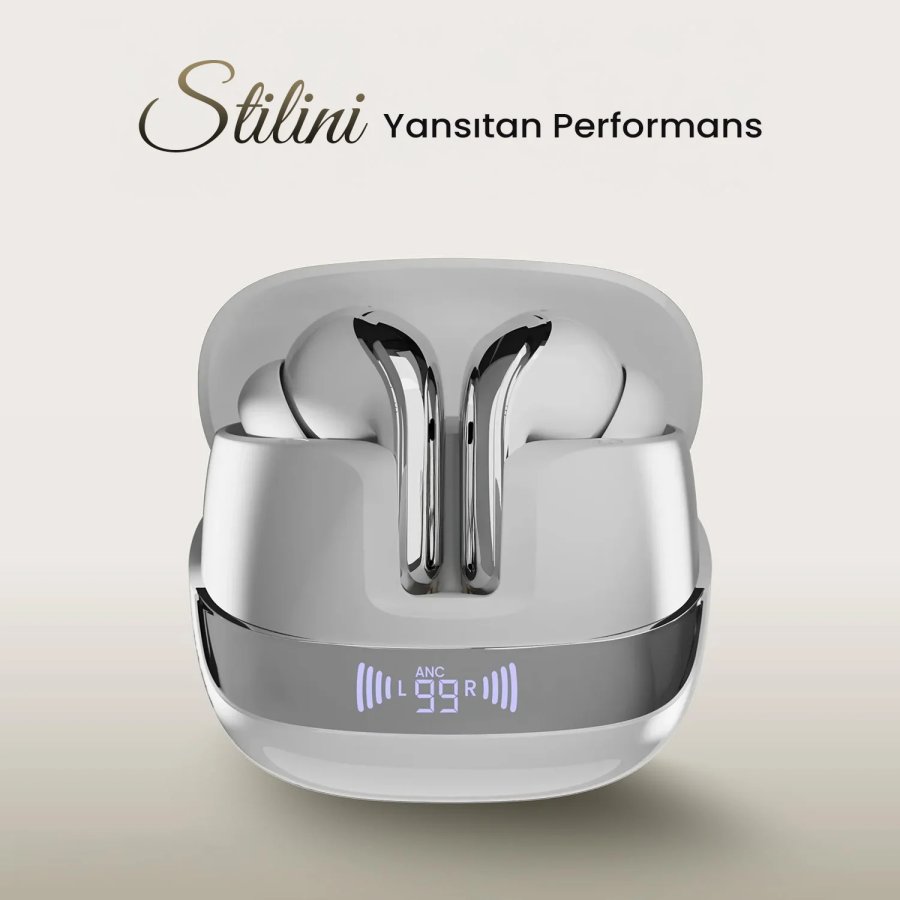 Bix TWX Soundcraft TWS Bluetooth 5.4 Kulak İçi Kulaklık Beyaz ANC ENC Gürültü Engelleme Dijital LED Ekranlı Beyaz - 5
