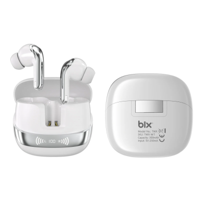Bix TWX Soundcraft TWS Bluetooth 5.4 Kulak İçi Kulaklık Beyaz ANC ENC Gürültü Engelleme Dijital LED Ekranlı Beyaz 