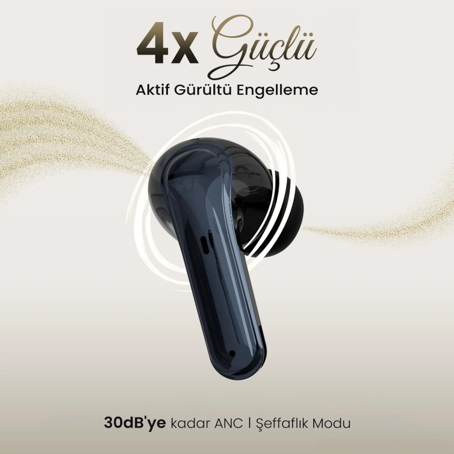Bix TWX Soundcraft TWS Bluetooth 5.4 Kulak İçi Kulaklık Beyaz ANC ENC Gürültü Engelleme Dijital LED Ekranlı Siyah - 3