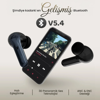Bix TWX Soundcraft TWS Bluetooth 5.4 Kulak İçi Kulaklık Beyaz ANC ENC Gürültü Engelleme Dijital LED Ekranlı Siyah - 4