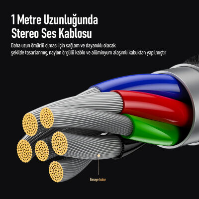 Bix Type-C 3.5mm Aux Hi-Fi Ses Kablosu 1 Metre - 8