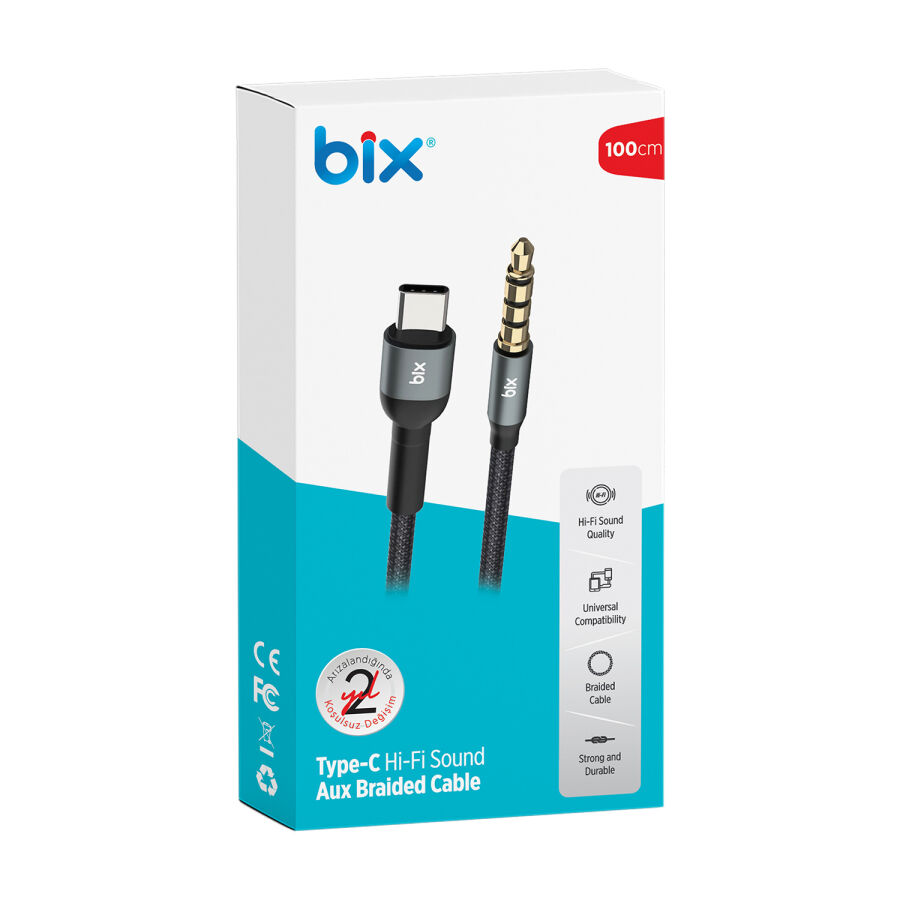 Bix Type-C 3.5mm Aux Hi-Fi Ses Kablosu 1 Metre - 4