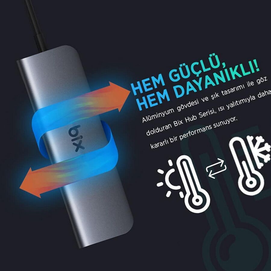 Bix Type-C PD 4 Portlu USB 3.0 Dönüştürücü Hub - 5