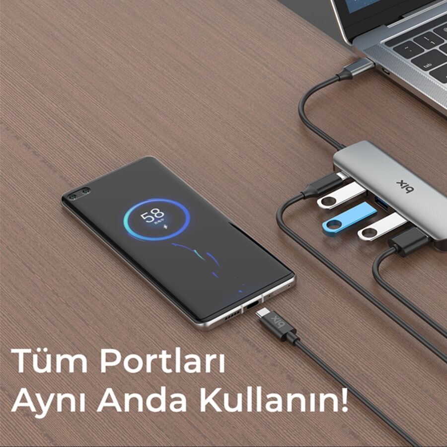 Bix Type-C PD 4 Portlu USB 3.0 Dönüştürücü Hub - 3