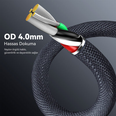 Bix Type-C to Lightning iPhone 27W Örgülü LED Dijital Ekranlı Şarj ve Data Kablosu 1 Metre - 5