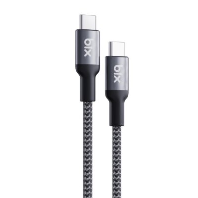 Bix Type-C to Type-C 240W 480Mbps USB-IF Sertifikalı Metal Başlıklı Örgülü Şarj & Data Kablosu 1.8 Metre