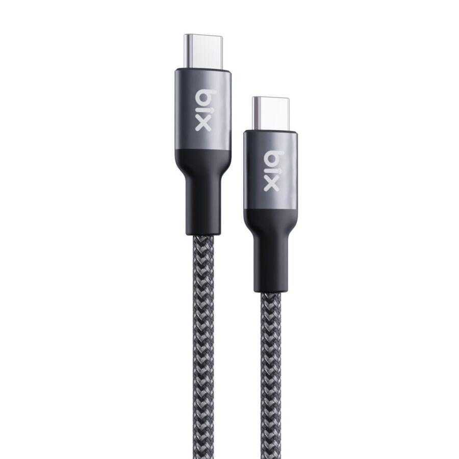 Bix Type-C to Type-C 240W 480Mbps USB-IF Sertifikalı Metal Başlıklı Örgülü Şarj & Data Kablosu 1.8 Metre - 1